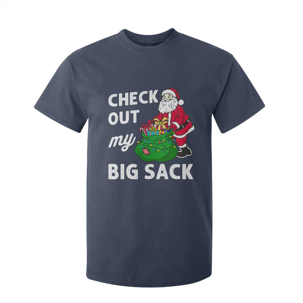 Retro Funny Santa T Shirt For Kid Christmas Joke Check Out My Big Sack TS10 Navy Print Your Wear