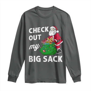 Retro Funny Santa Long Sleeve Shirt Christmas Joke Check Out My Big Sack TS10 Dark Heather Print Your Wear