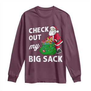 Retro Funny Santa Long Sleeve Shirt Christmas Joke Check Out My Big Sack TS10 Maroon Print Your Wear