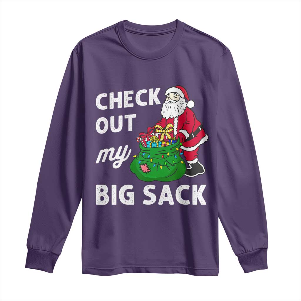 Retro Funny Santa Long Sleeve Shirt Christmas Joke Check Out My Big Sack TS10 Purple Print Your Wear