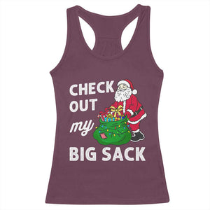 Retro Funny Santa Racerback Tank Top Christmas Joke Check Out My Big Sack TS10 Maroon Print Your Wear