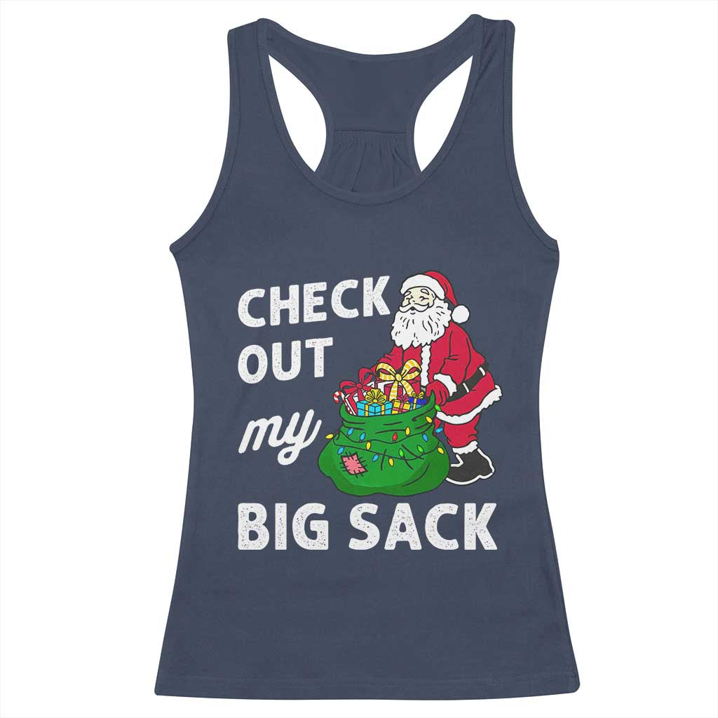 Retro Funny Santa Racerback Tank Top Christmas Joke Check Out My Big Sack TS10 Navy Print Your Wear