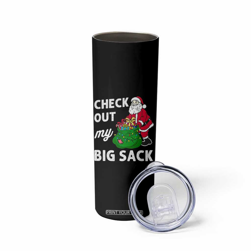 Retro Funny Santa Skinny Tumbler Christmas Joke Check Out My Big Sack TS10 Print Your Wear