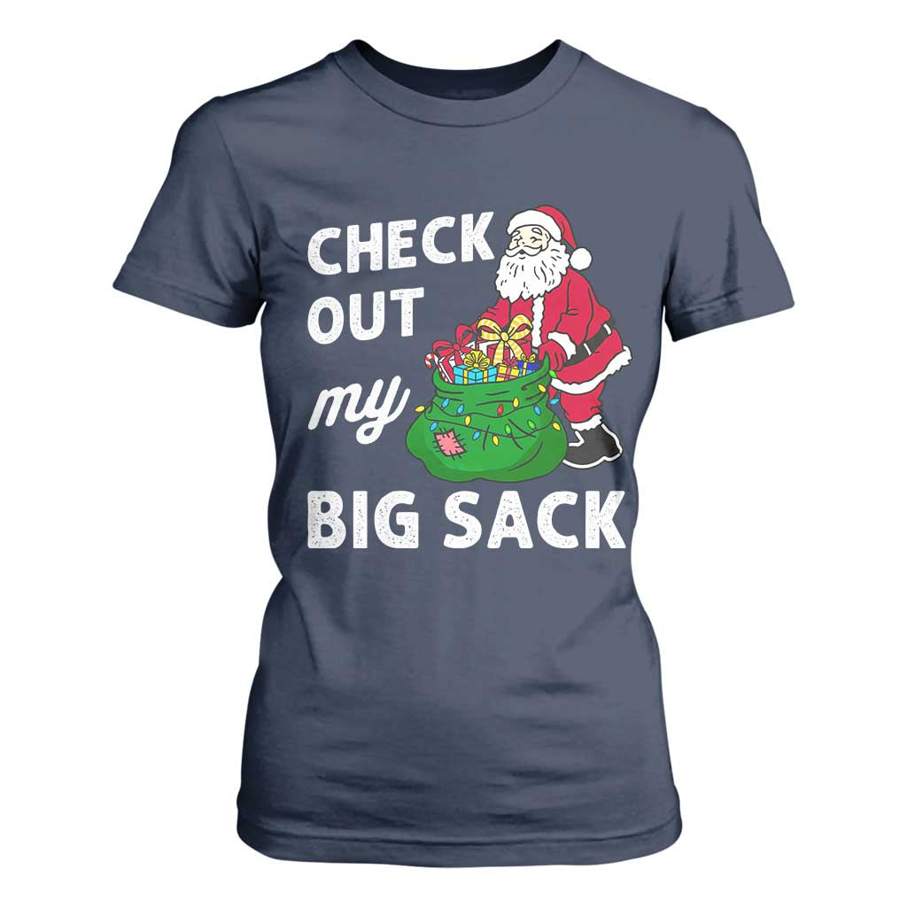 Retro Funny Santa T Shirt For Women Christmas Joke Check Out My Big Sack TS10 Navy Print Your Wear