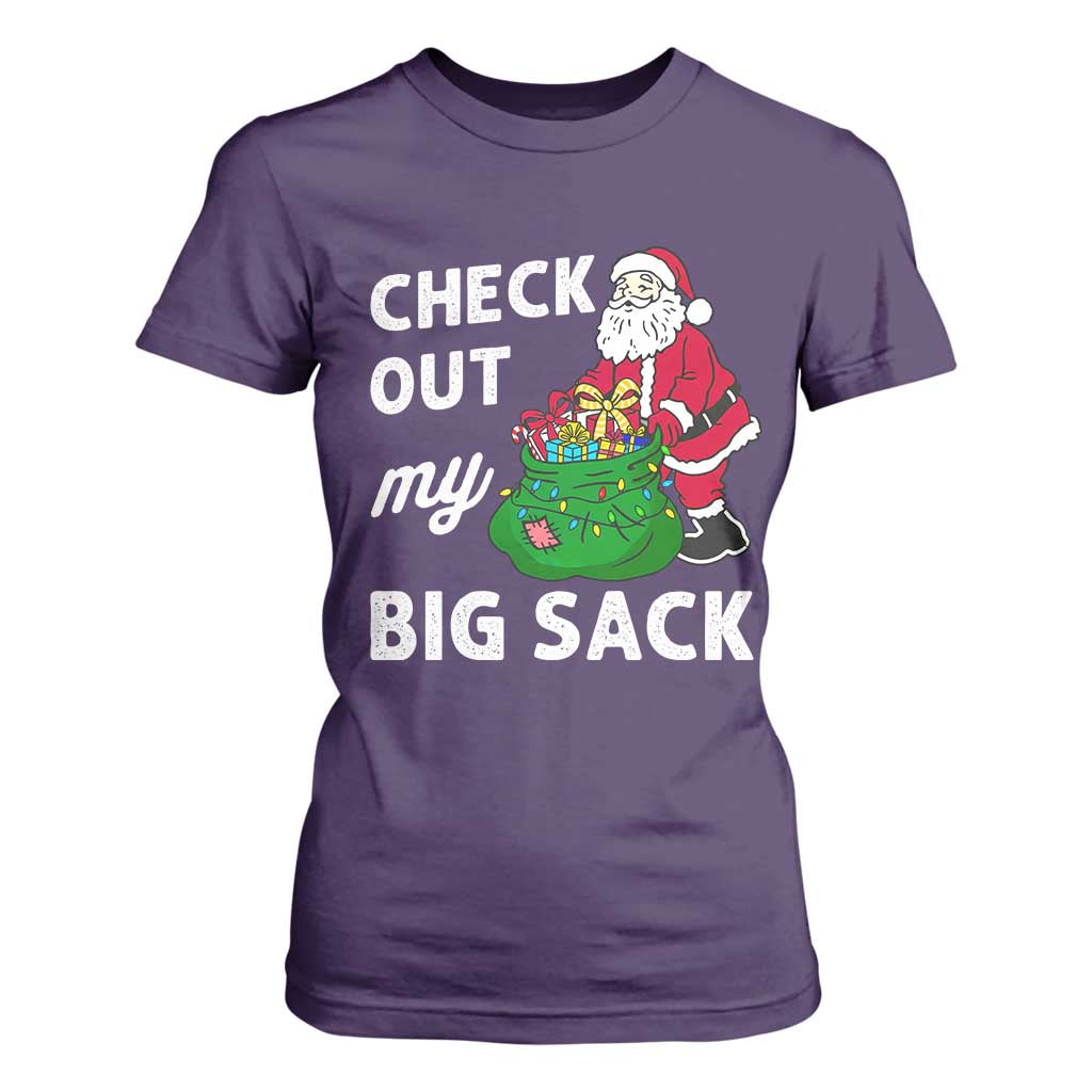 Retro Funny Santa T Shirt For Women Christmas Joke Check Out My Big Sack TS10 Purple Print Your Wear
