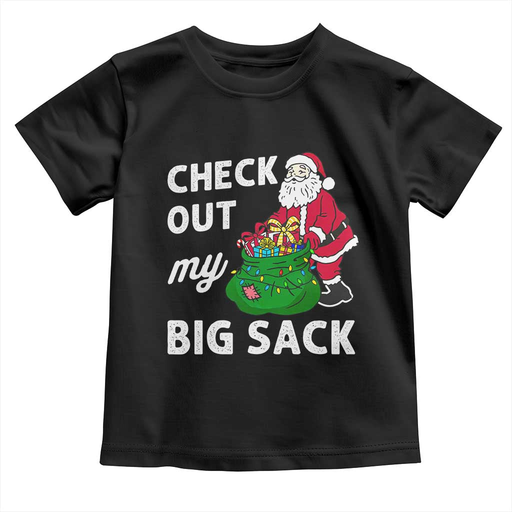 Retro Funny Santa Toddler T Shirt Christmas Joke Check Out My Big Sack TS10 Black Print Your Wear