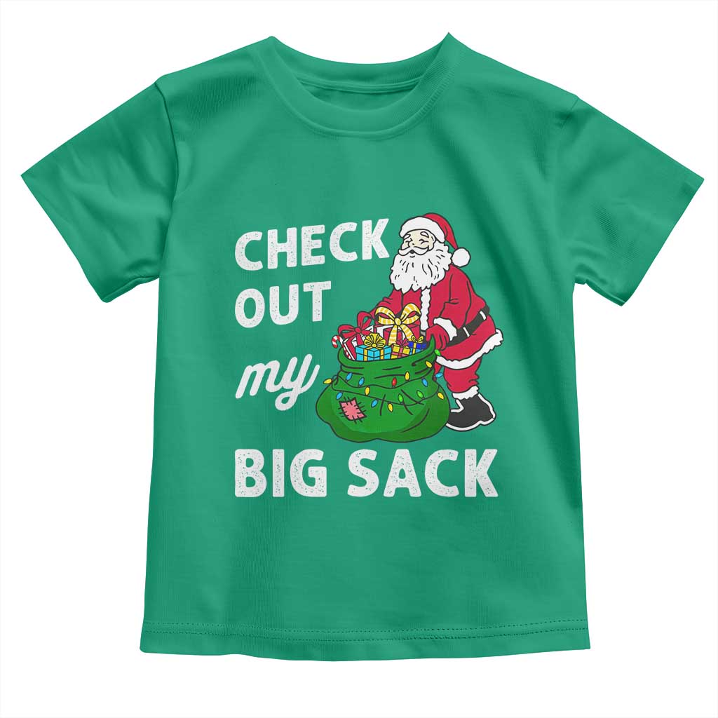 Retro Funny Santa Toddler T Shirt Christmas Joke Check Out My Big Sack TS10 Irish Green Print Your Wear