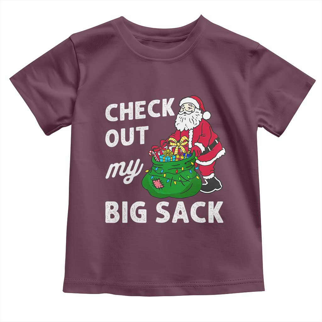 Retro Funny Santa Toddler T Shirt Christmas Joke Check Out My Big Sack TS10 Maroon Print Your Wear