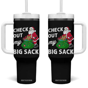 Retro Funny Santa Tumbler With Handle Christmas Joke Check Out My Big Sack TS10 One Size: 40 oz Black Print Your Wear