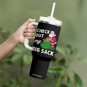 Retro Funny Santa Tumbler With Handle Christmas Joke Check Out My Big Sack TS10 Print Your Wear