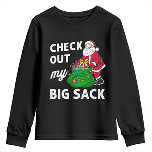 Retro Funny Santa Youth Sweatshirt Christmas Joke Check Out My Big Sack TS10 Black Print Your Wear