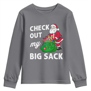 Retro Funny Santa Youth Sweatshirt Christmas Joke Check Out My Big Sack TS10 Charcoal Print Your Wear