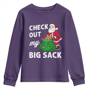 Retro Funny Santa Youth Sweatshirt Christmas Joke Check Out My Big Sack TS10 Purple Print Your Wear