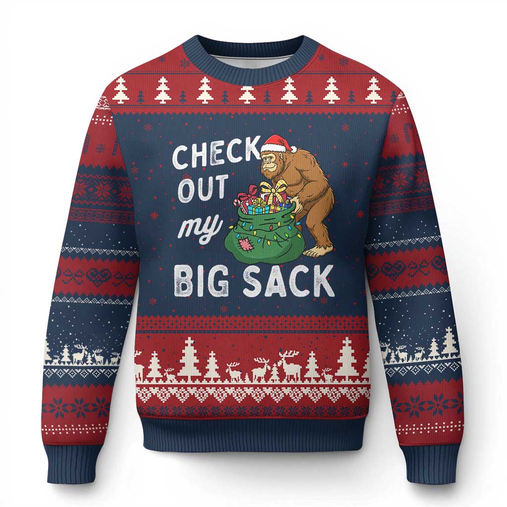 Santa Bigfoot Xmas Ugly Christmas Sweater Funny Sasquatch Xmas Joke TS10 Navy Red Print Your Wear
