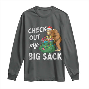 Santa Bigfoot Christmas Long Sleeve Shirt Funny Sasquatch Xmas Joke TS10 Dark Heather Print Your Wear