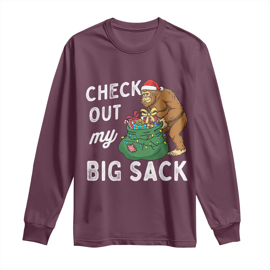 Santa Bigfoot Christmas Long Sleeve Shirt Funny Sasquatch Xmas Joke TS10 Maroon Print Your Wear