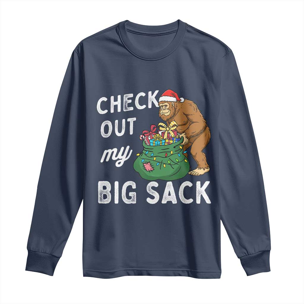 Santa Bigfoot Christmas Long Sleeve Shirt Funny Sasquatch Xmas Joke TS10 Navy Print Your Wear