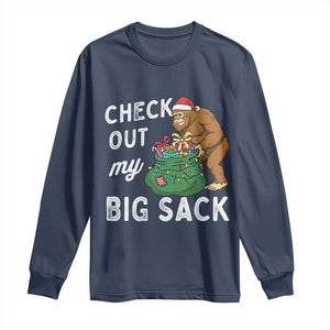 Santa Bigfoot Christmas Long Sleeve Shirt Funny Sasquatch Xmas Joke TS10 Navy Print Your Wear
