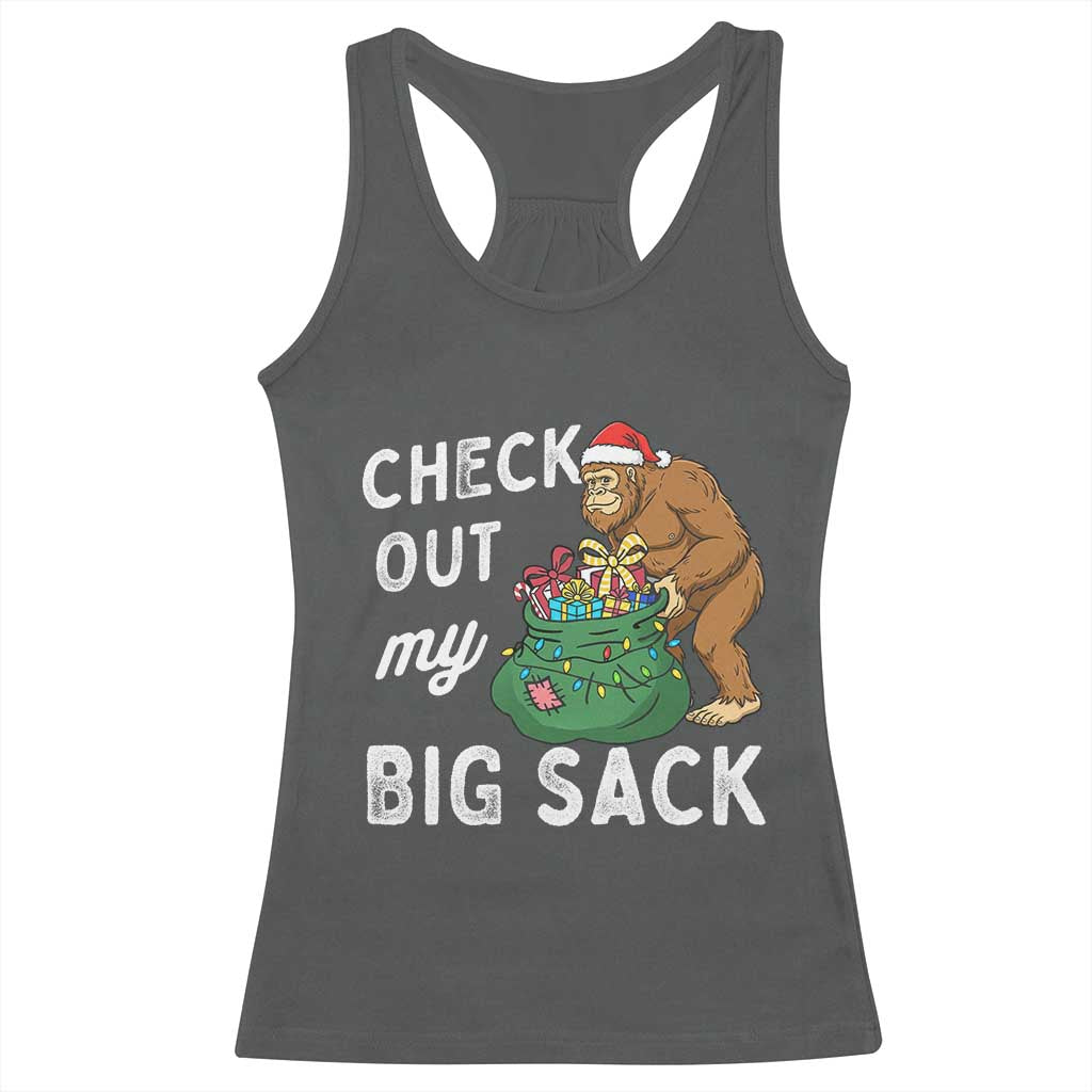 Santa Bigfoot Christmas Racerback Tank Top Funny Sasquatch Xmas Joke TS10 Dark Heather Print Your Wear