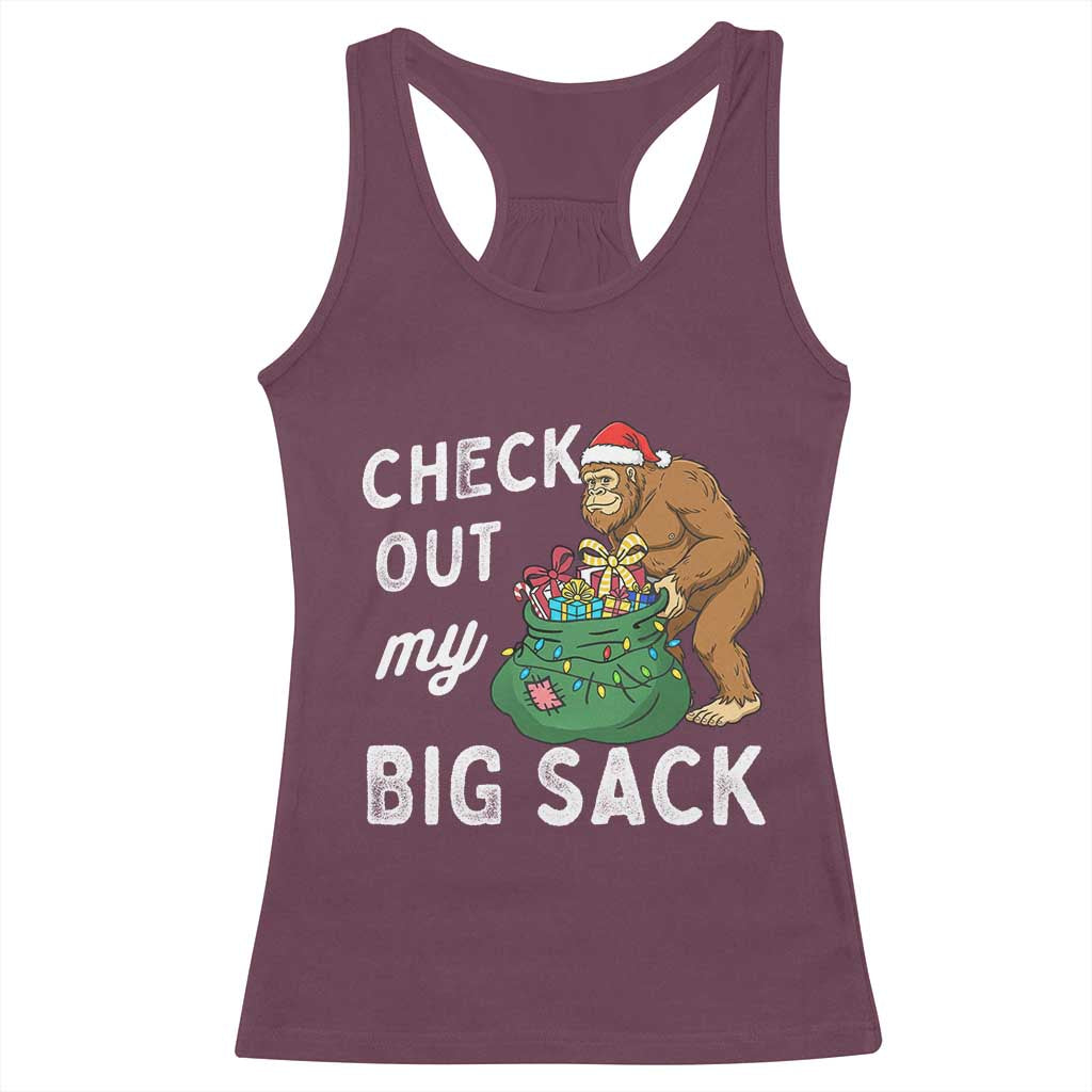 Santa Bigfoot Christmas Racerback Tank Top Funny Sasquatch Xmas Joke TS10 Maroon Print Your Wear