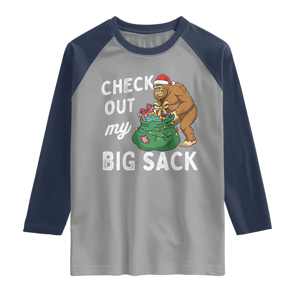 Santa Bigfoot Christmas Raglan Shirt Funny Sasquatch Xmas Joke TS10 Sport Gray Navy Print Your Wear