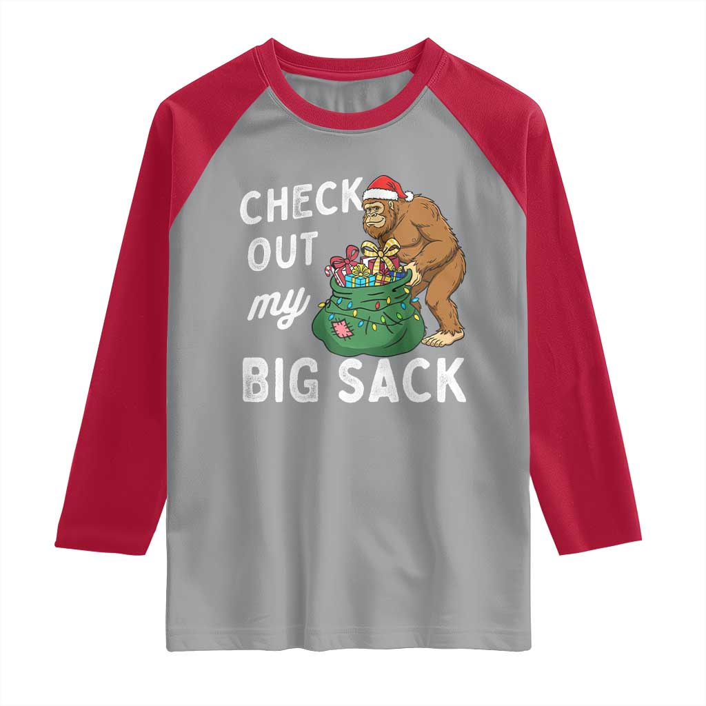 Santa Bigfoot Christmas Raglan Shirt Funny Sasquatch Xmas Joke TS10 Sport Gray Red Print Your Wear