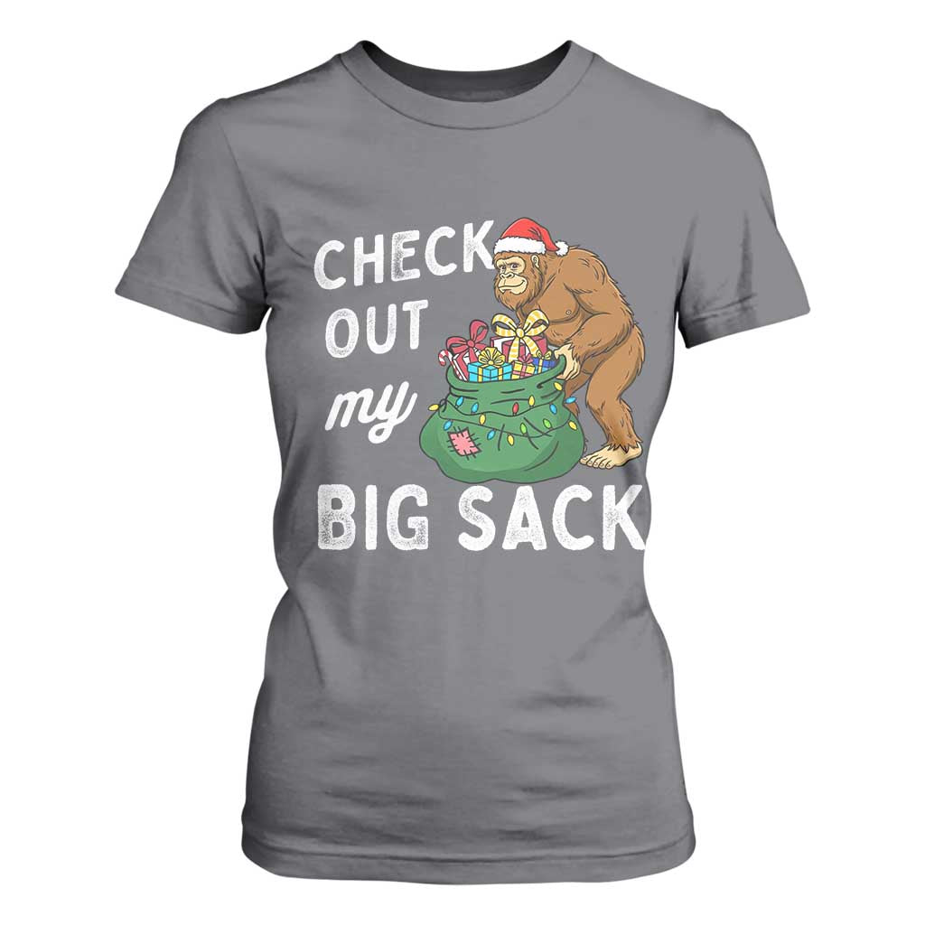 Santa Bigfoot Christmas T Shirt For Women Funny Sasquatch Xmas Joke TS10 Charcoal Print Your Wear