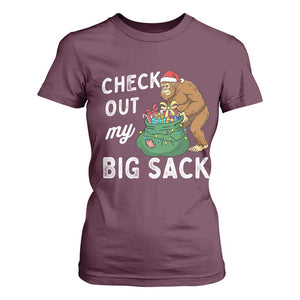 Santa Bigfoot Christmas T Shirt For Women Funny Sasquatch Xmas Joke TS10 Maroon Print Your Wear