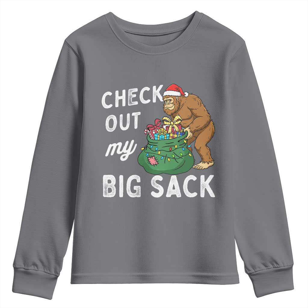Santa Bigfoot Christmas Youth Sweatshirt Funny Sasquatch Xmas Joke TS10 Charcoal Print Your Wear