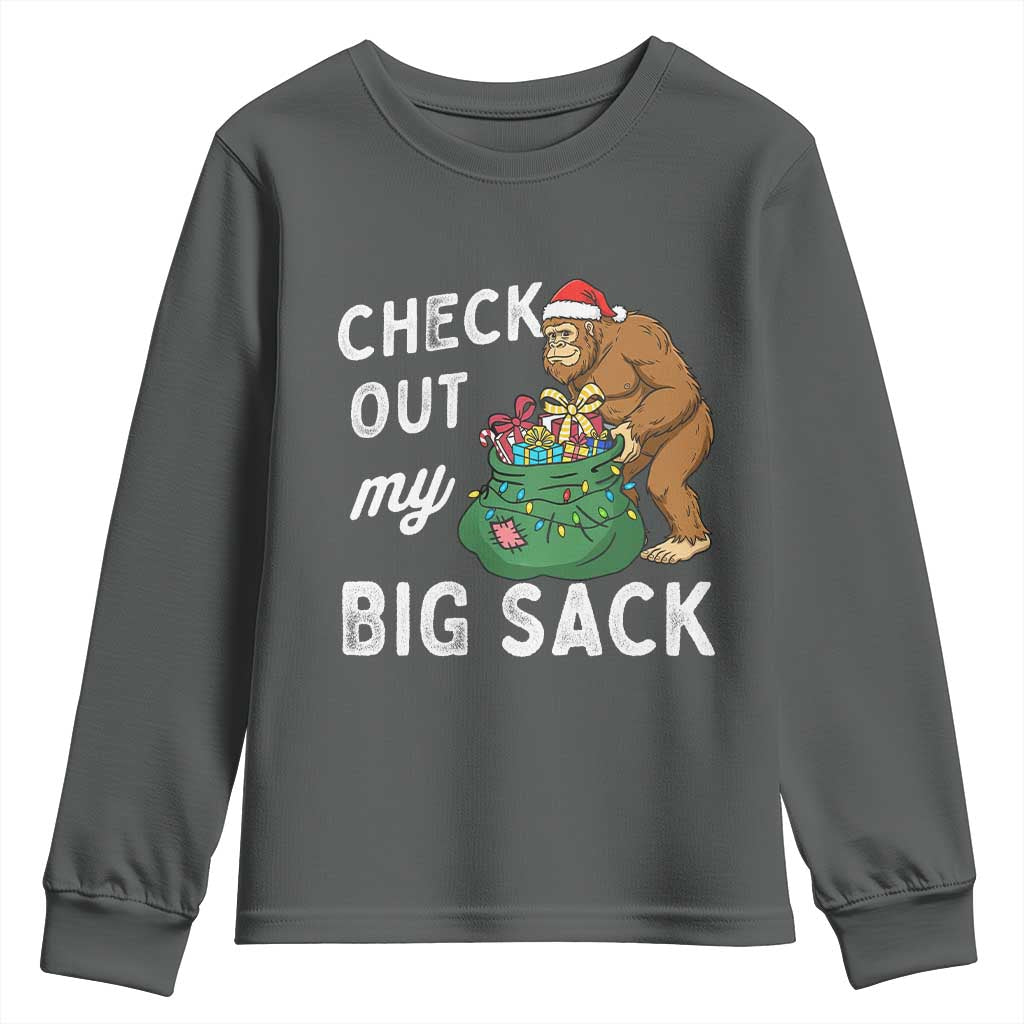 Santa Bigfoot Christmas Youth Sweatshirt Funny Sasquatch Xmas Joke TS10 Dark Heather Print Your Wear