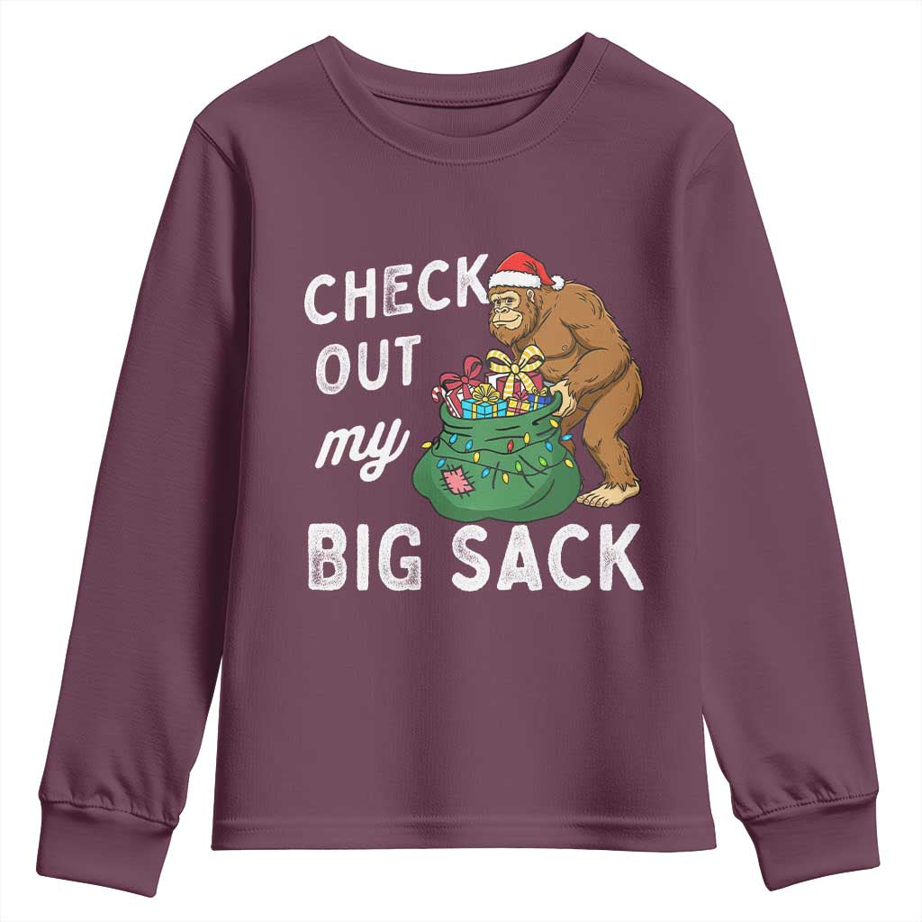 Santa Bigfoot Christmas Youth Sweatshirt Funny Sasquatch Xmas Joke TS10 Maroon Print Your Wear