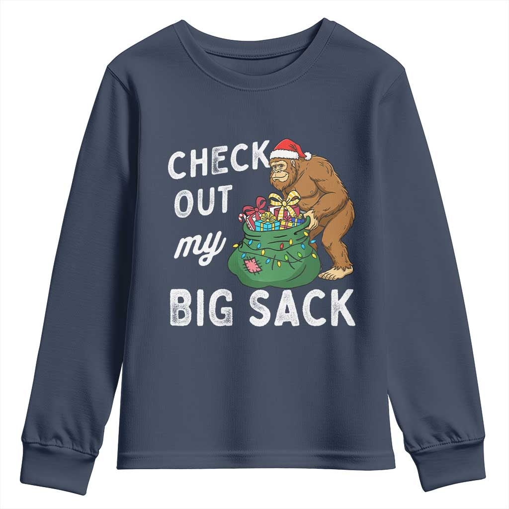 Santa Bigfoot Christmas Youth Sweatshirt Funny Sasquatch Xmas Joke TS10 Navy Print Your Wear