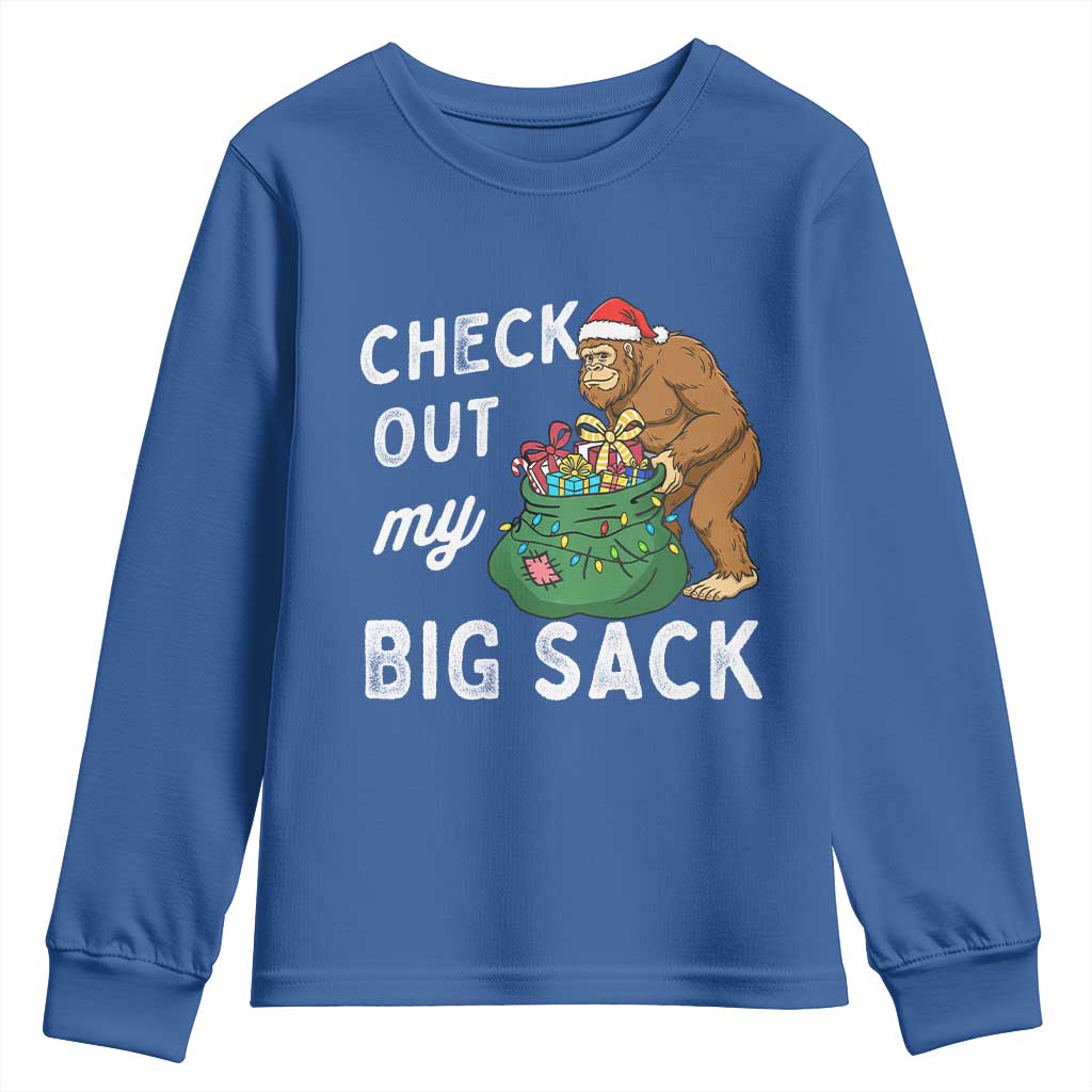 Santa Bigfoot Christmas Youth Sweatshirt Funny Sasquatch Xmas Joke TS10 Royal Blue Print Your Wear