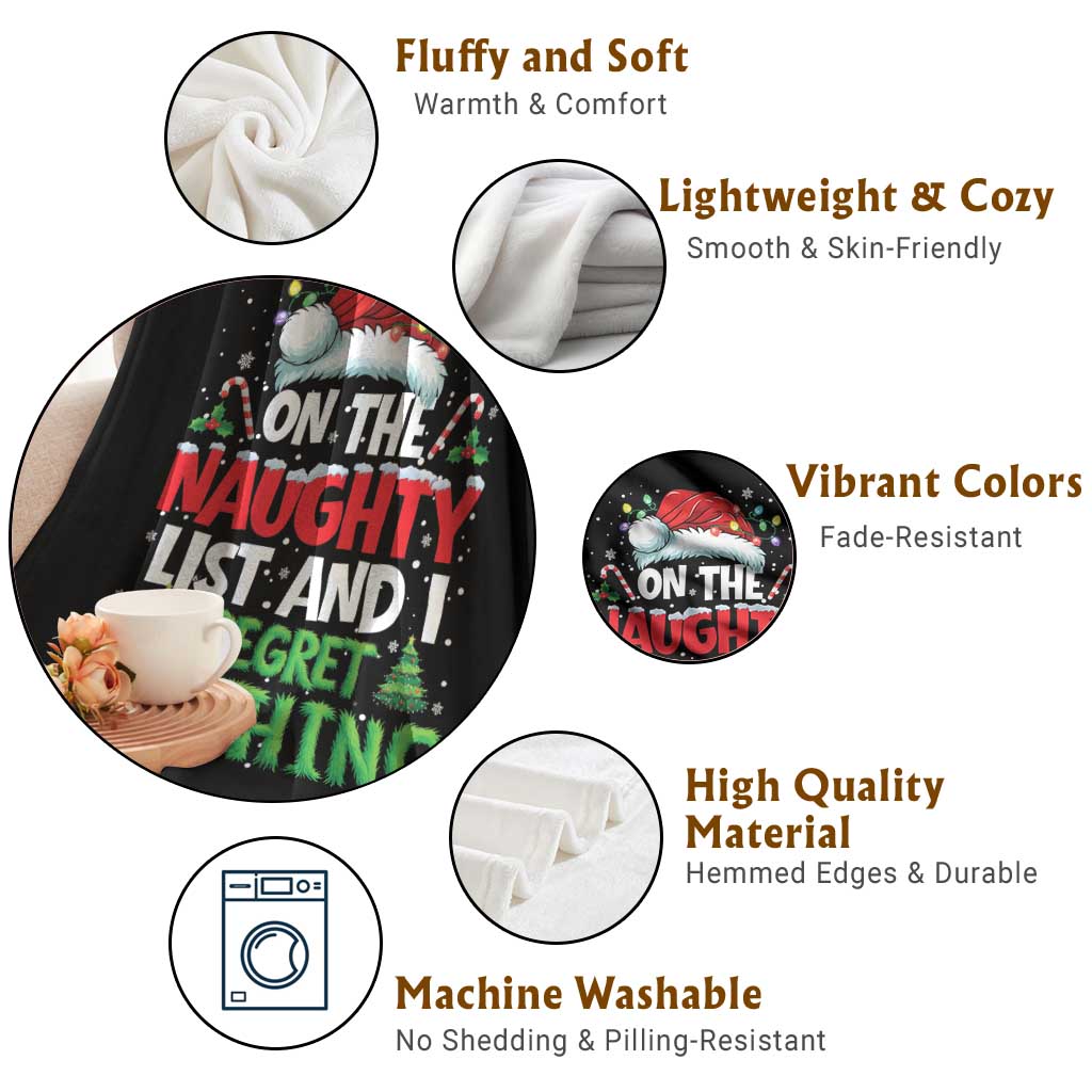 Funny Christmas Throw Blanket On The Naughty List I Regret Nothing TS10 Print Your Wear