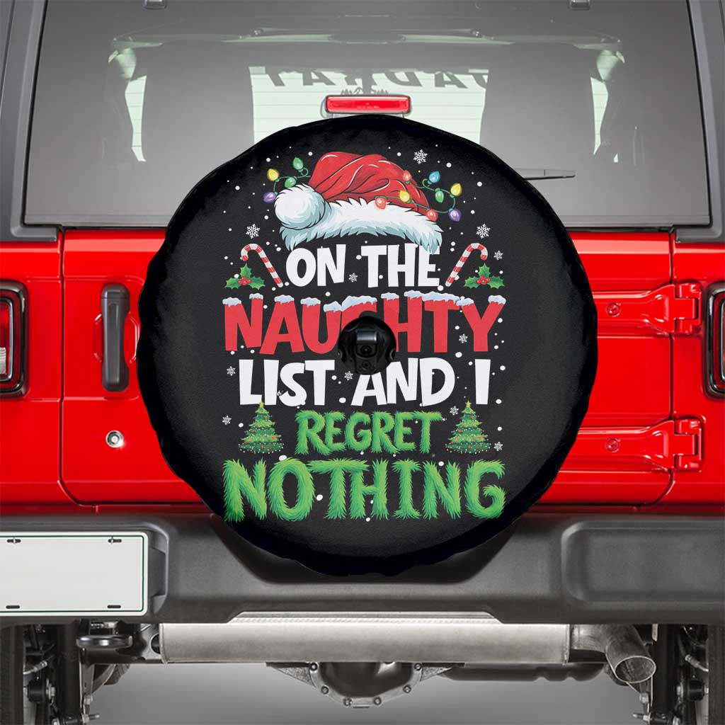 Funny Christmas Spare Tire Cover On The Naughty List I Regret Nothing TS10 Black Print Your Wear