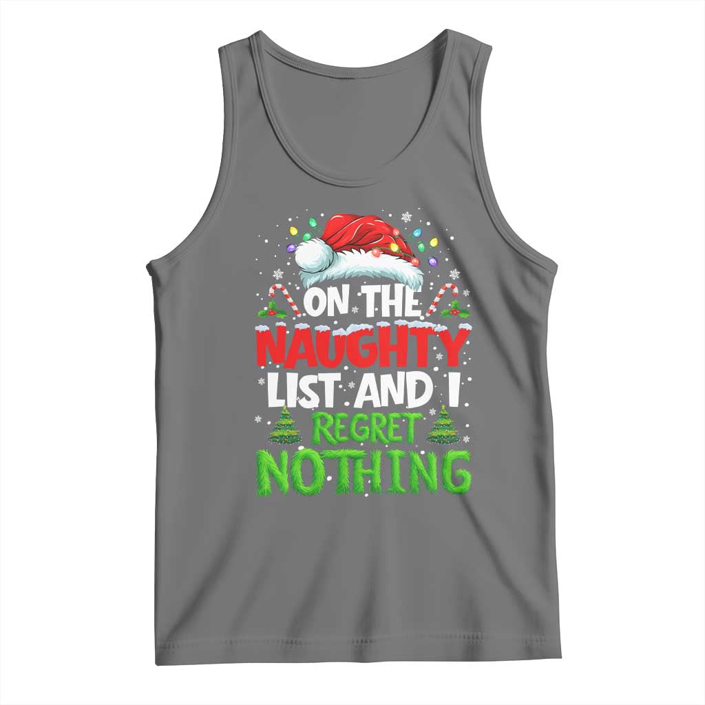 Funny Christmas Tank Top On The Naughty List I Regret Nothing TS10 Black Heather Print Your Wear