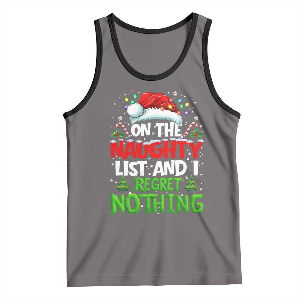 Funny Christmas Tank Top On The Naughty List I Regret Nothing TS10 Deep Heather Black Print Your Wear