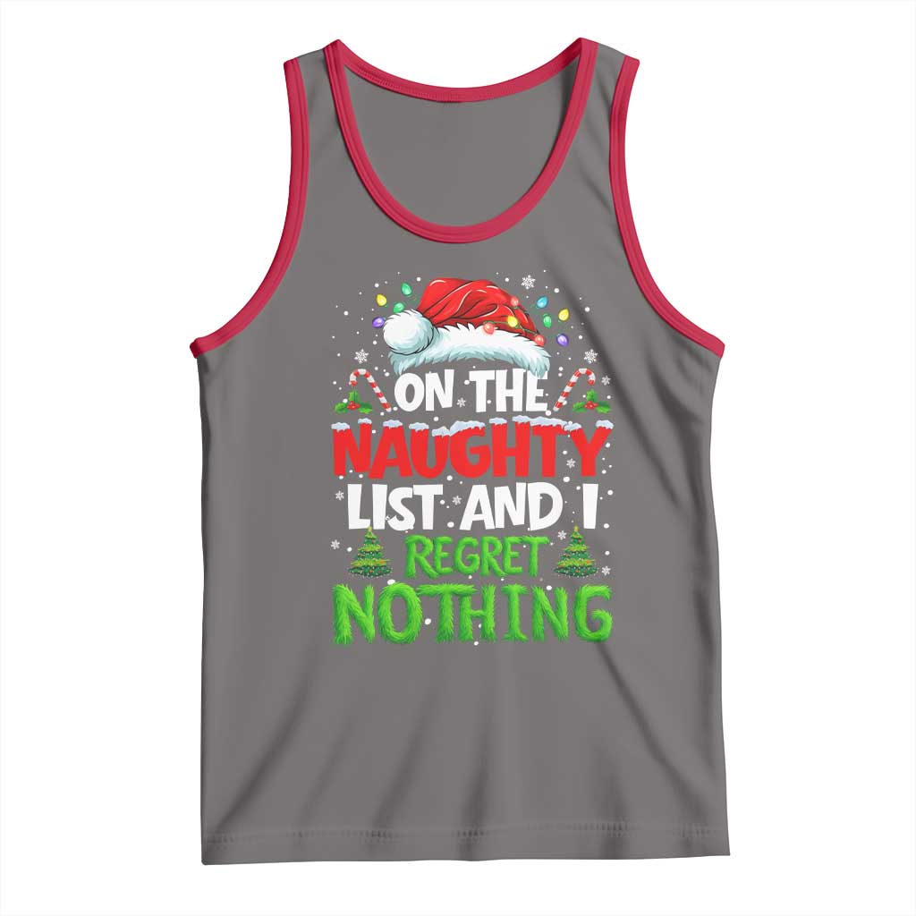 Funny Christmas Tank Top On The Naughty List I Regret Nothing TS10 Deep Heather Red Print Your Wear