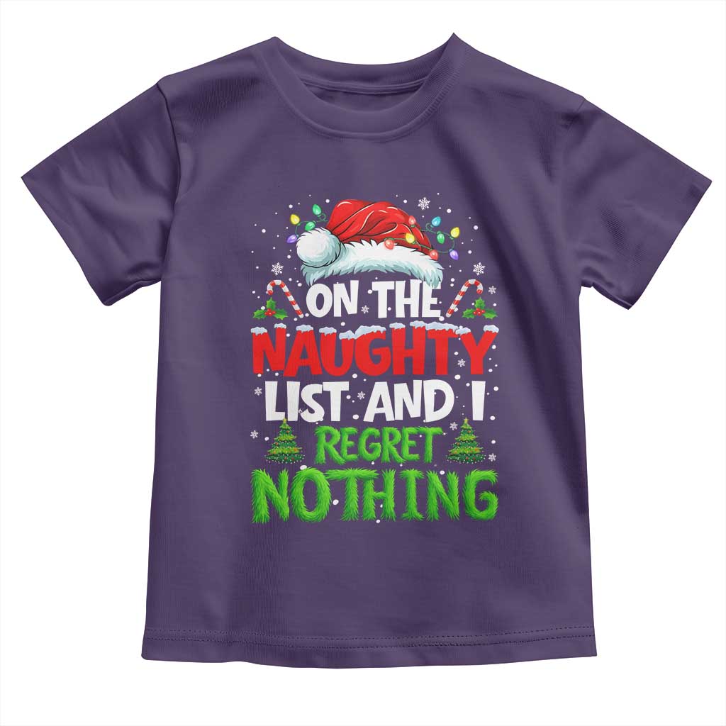 Funny Christmas Toddler T Shirt On The Naughty List I Regret Nothing TS10 Purple Print Your Wear