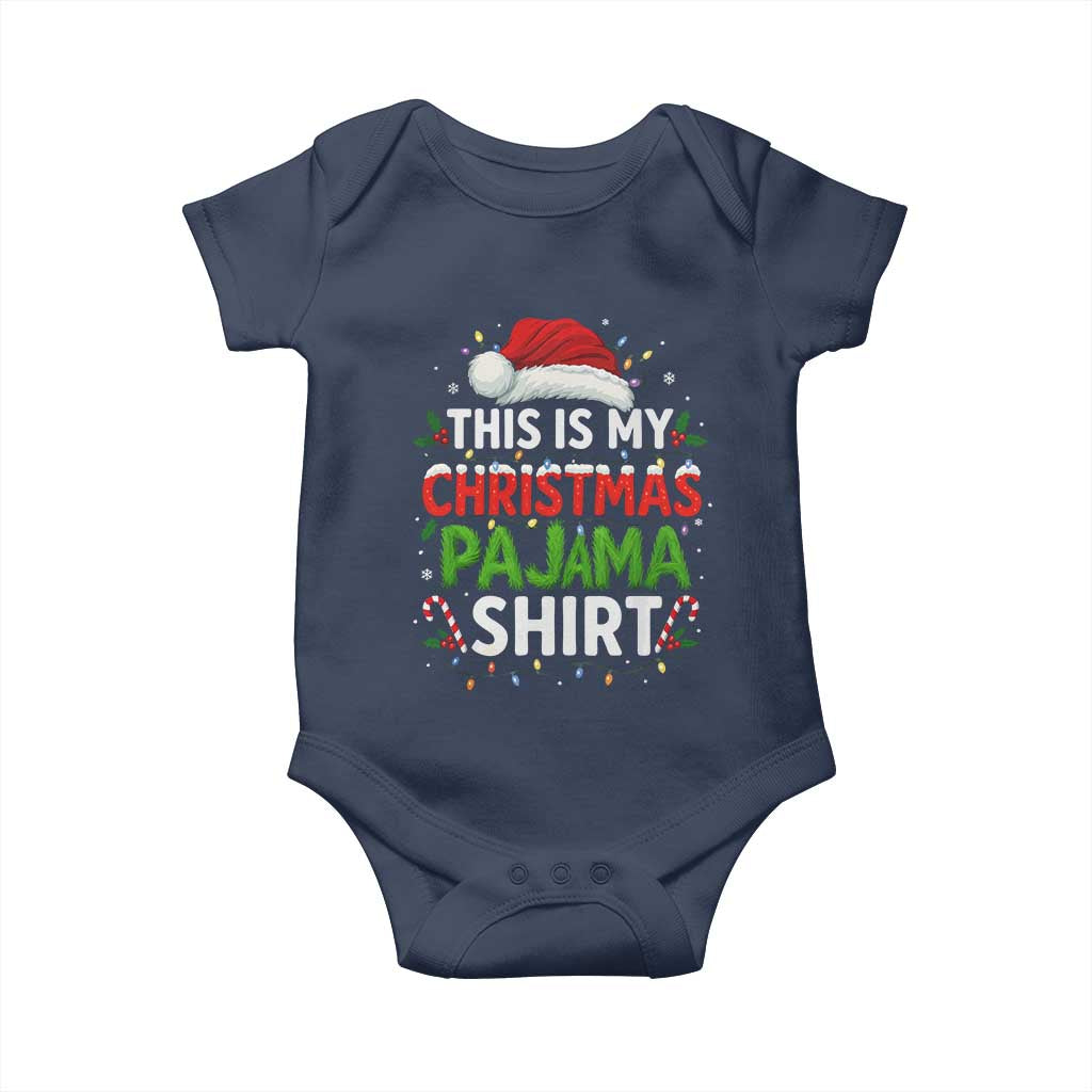 This Is My Christmas Pajama Baby Onesie Funny Xmas PJs TS10 Navy Print Your Wear