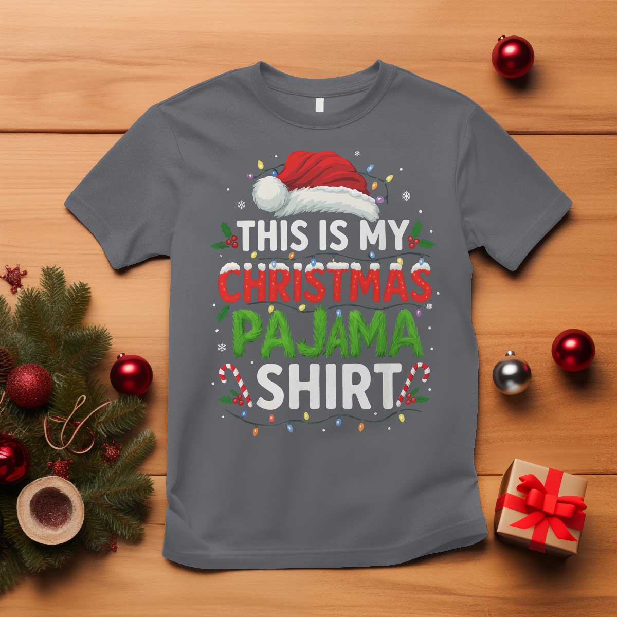 This Is My Christmas Pajama T Shirt Funny Xmas PJs TS10 Charcoal Print Your Wear