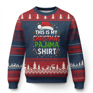 This Is My Xmas Pajama Ugly Christmas Sweater Funny Xmas PJs TS10 Navy Red Print Your Wear