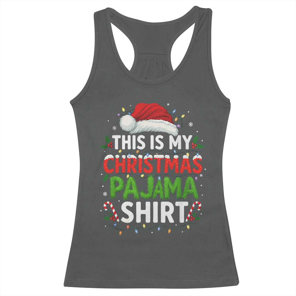 This Is My Christmas Pajama Racerback Tank Top Funny Xmas PJs TS10 Dark Heather Print Your Wear