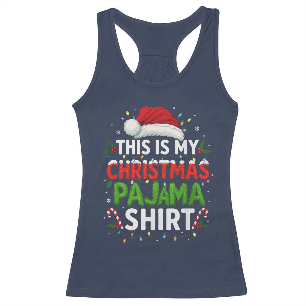 This Is My Christmas Pajama Racerback Tank Top Funny Xmas PJs TS10 Navy Print Your Wear