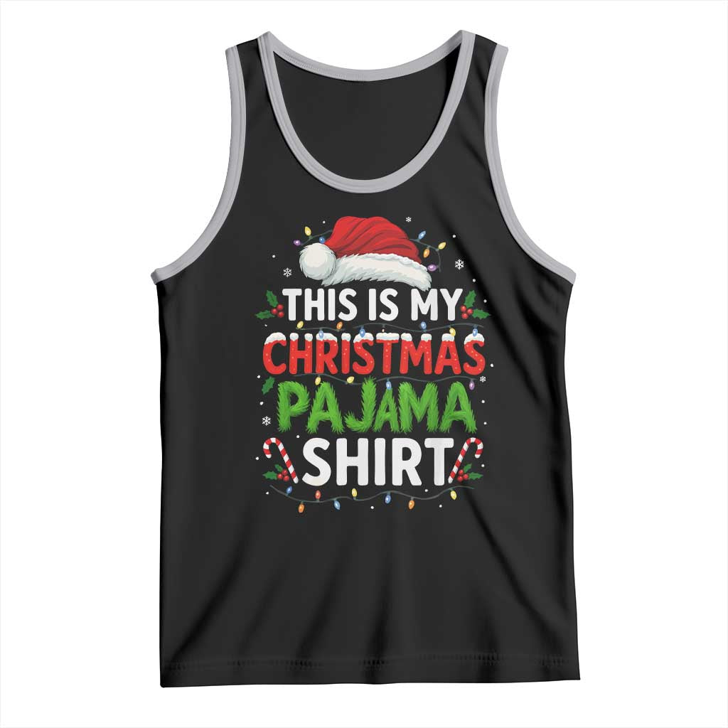 This Is My Christmas Pajama Tank Top Funny Xmas PJs TS10 Black Athletic Heather Print Your Wear