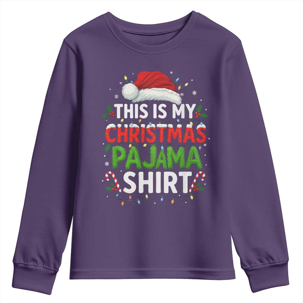 This Is My Christmas Pajama Youth Sweatshirt Funny Xmas PJs TS10 Purple Print Your Wear
