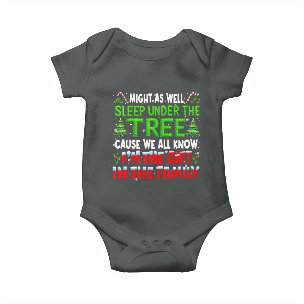 Funny Christmas Baby Onesie I'm The Gift Family Pajama TS10 Dark Heather Print Your Wear
