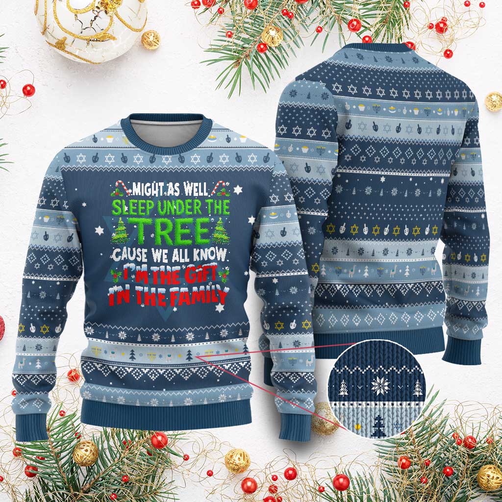 Funny Christmas Hanukkah Ugly Sweater I'm The Gift Family Pajama TS10 Navy Light Blue Print Your Wear
