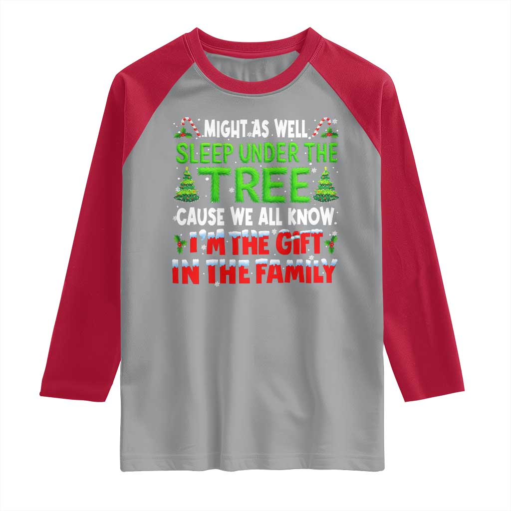 Funny Christmas Raglan Shirt I'm The Gift Family Pajama TS10 Sport Gray Red Print Your Wear