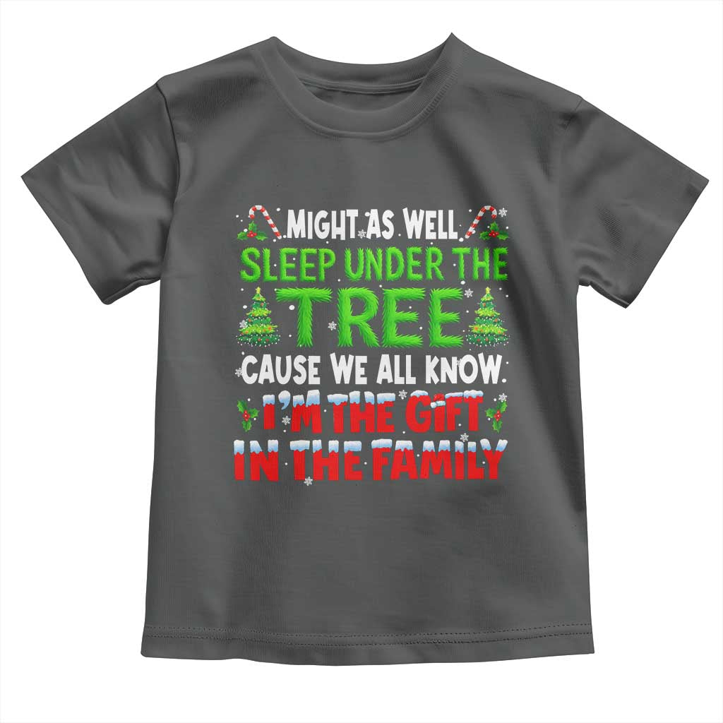 Funny Christmas Toddler T Shirt I'm The Gift Family Pajama TS10 Dark Heather Print Your Wear